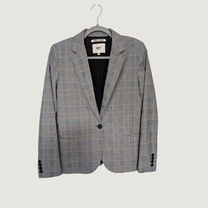 MKT Studio Savile Rock Grey Glen Plaid Single Button Blazer Jacket Size 38/US 6